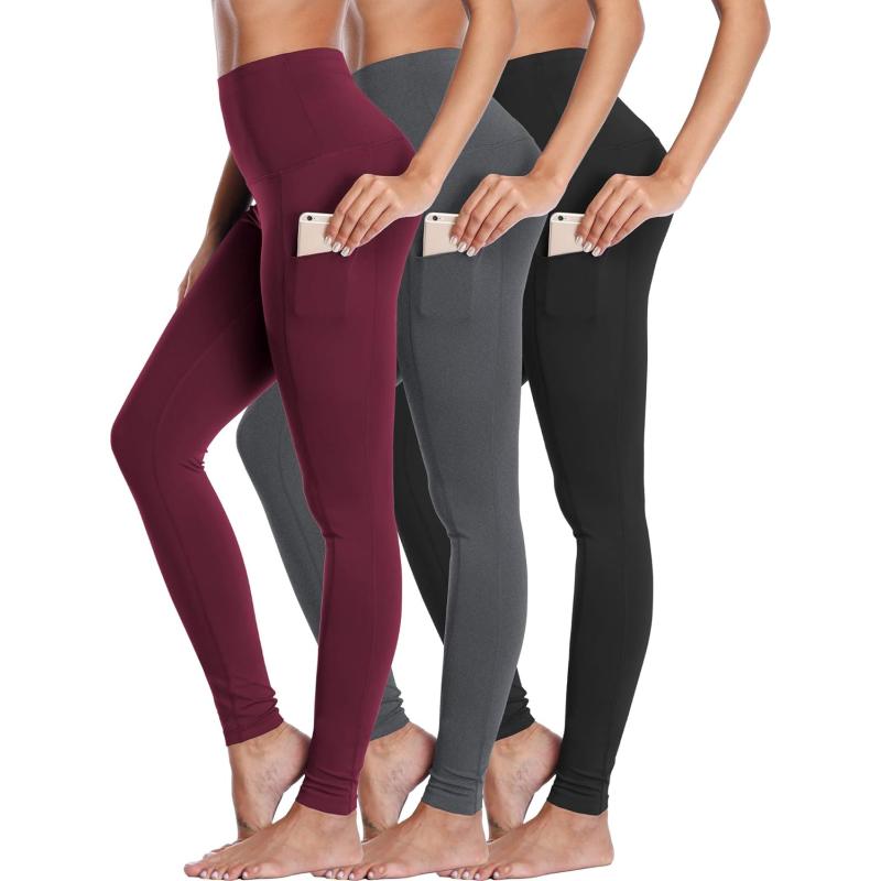 NELEUS Women's Yoga Leggings Tummy Control Workout Running Pants(Z103  Black/Grey/Burgundy,3 Pack) - NELEUS Deals